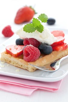 Fresh Waffle With Fruits Royalty Free Stock Images