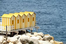 Yellow Bath Houses Royalty Free Stock Images