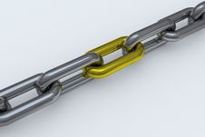 Chrome Chain With One Yellow Link Stock Photography Chrome Chain With One Yellow Link Stock Photography