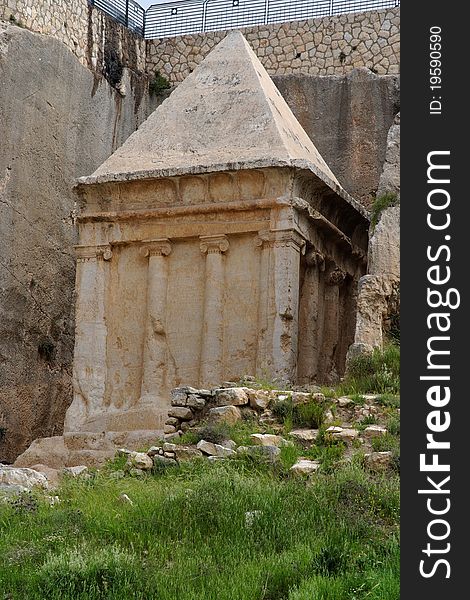 Ancient tomb of Zechariah in Kidron valley in Jerusalem. Ancient tomb of Zechariah in Kidron valley in Jerusalem