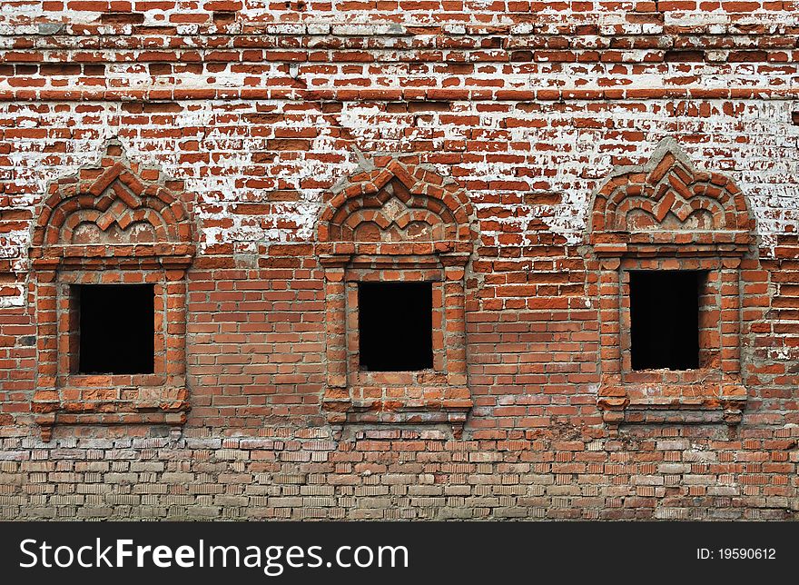 Vintage windows in ancient monastery