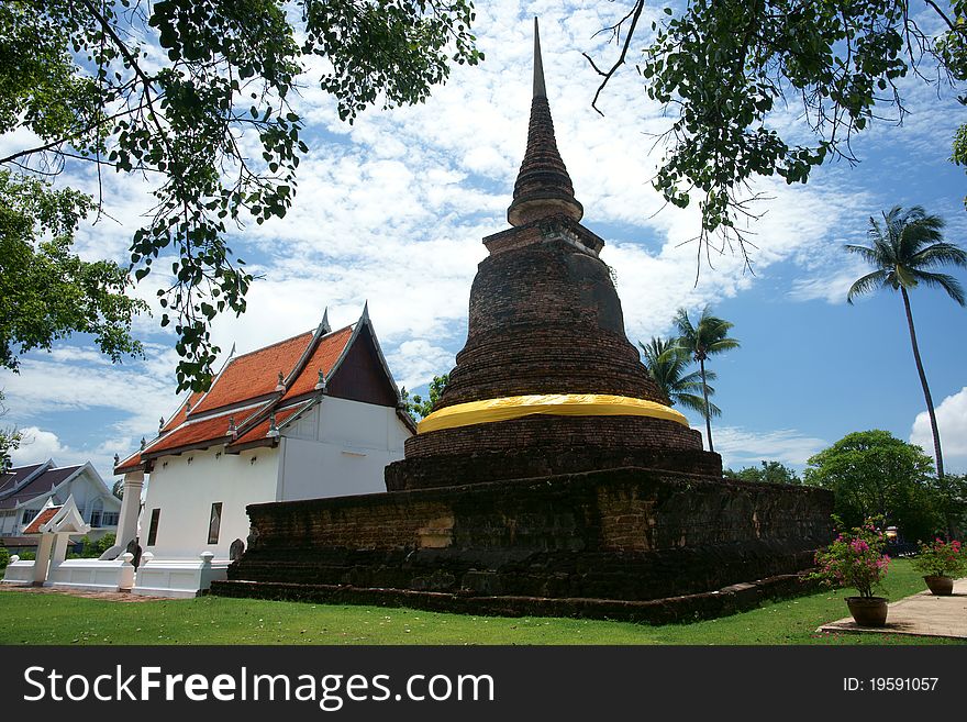 Ancient temple and pagoda Sukhothai of Thailand