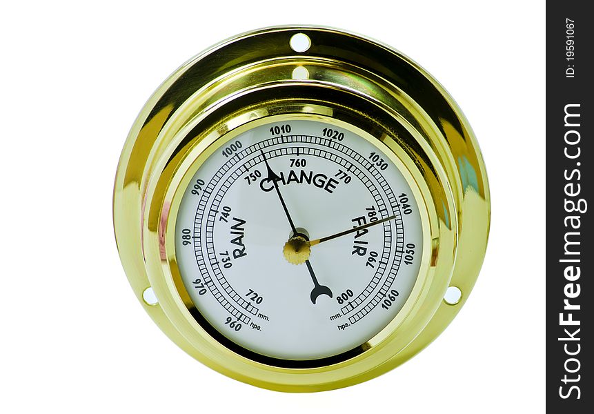 This shot of marine decorative barometer was taken on the white background. This shot of marine decorative barometer was taken on the white background