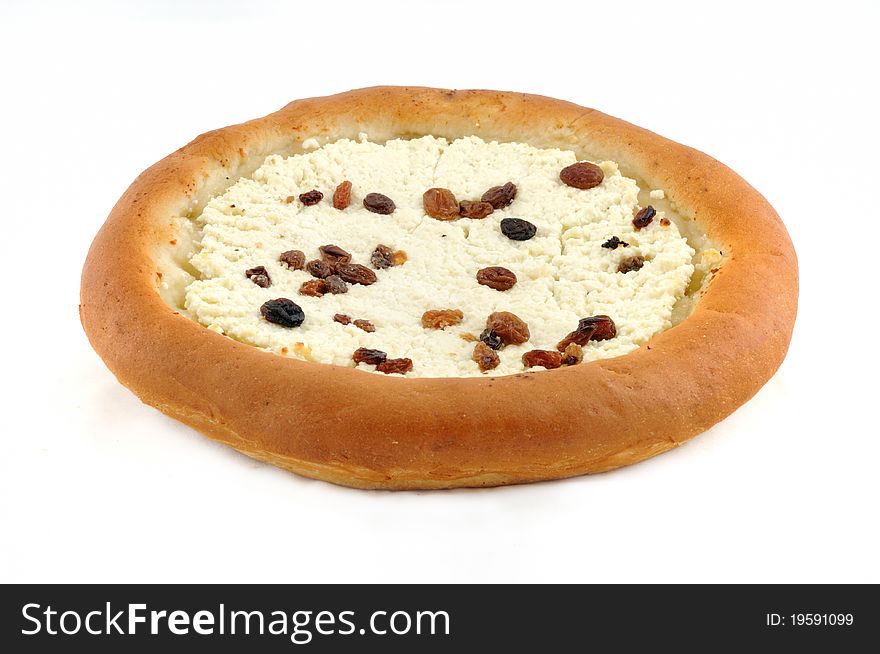 Baked cake with cream cheese and raisins. Baked cake with cream cheese and raisins