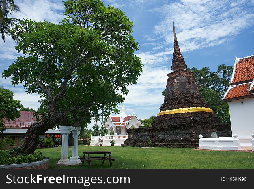 Ancient temple and pagoda Sukhothai of Thailand
