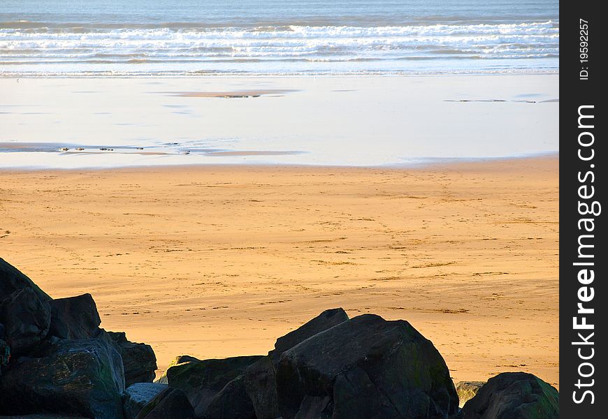 View of the sea over the rocks of Westward Ho!. View of the sea over the rocks of Westward Ho!