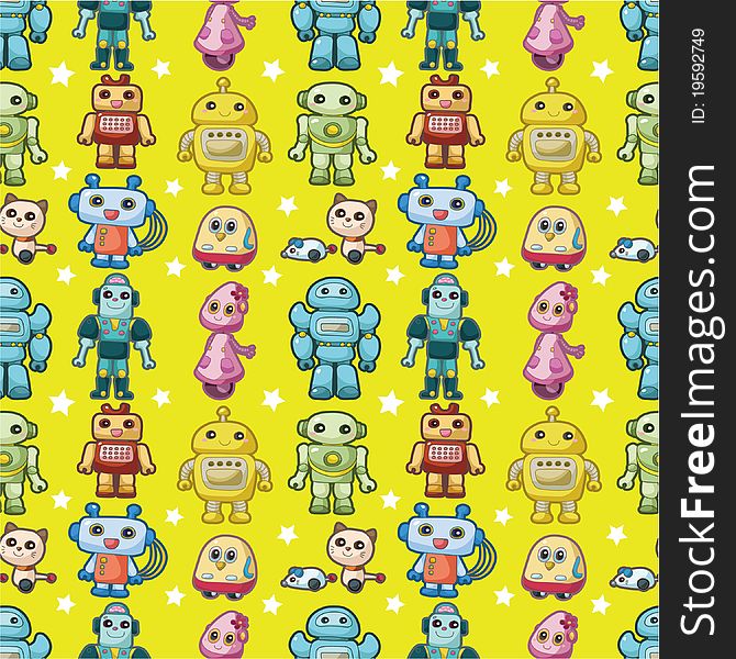 Seamless robot pattern, drawing