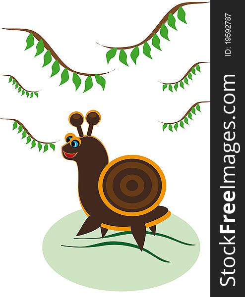 Small ridiculous snail on isolated. Illustration