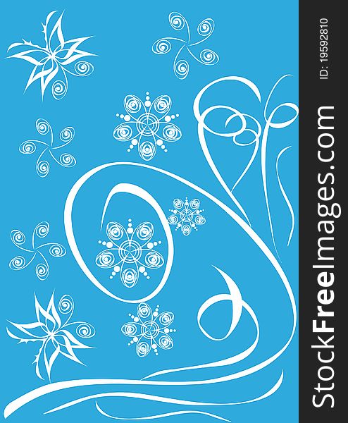 Abstract floral blue ornament. Illustration. Abstract floral blue ornament. Illustration.