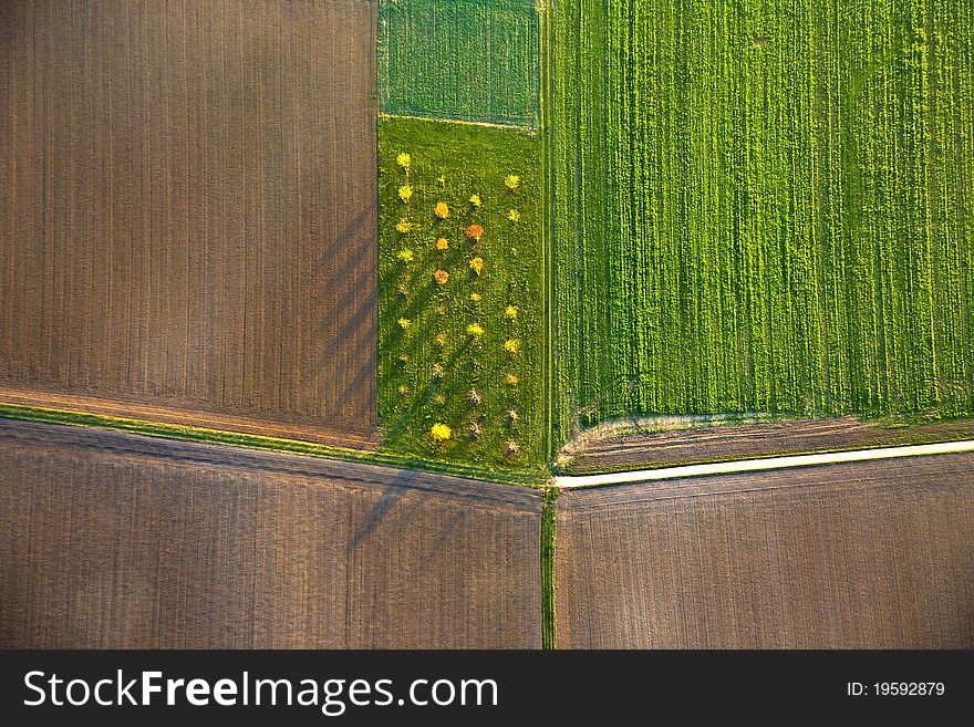 Rural landscape with acre from hot air balloon in Frankfurt. Rural landscape with acre from hot air balloon in Frankfurt