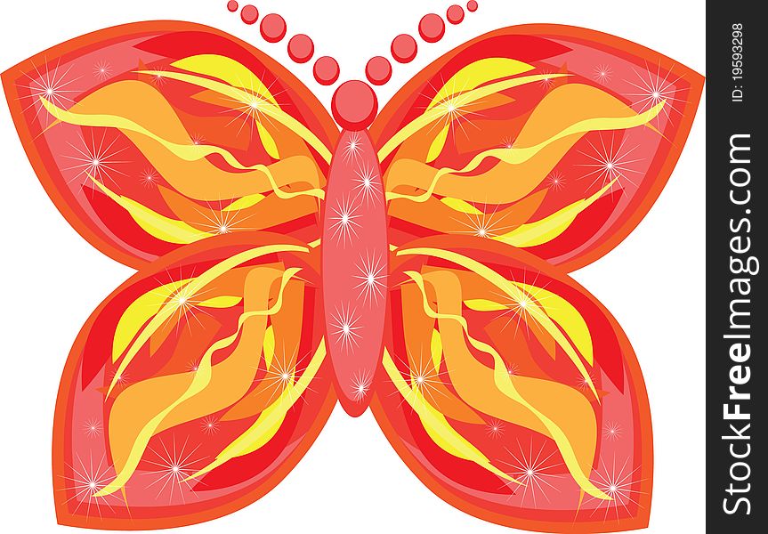 Fire butterfly on isolated background. Illustration