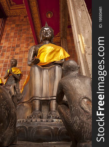 Golden buddha statue in thai temple, Ubonratchatani. Golden buddha statue in thai temple, Ubonratchatani