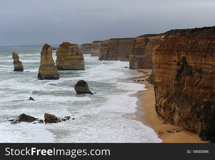 Stormy weather at the Twelve Apostle, Port Campbell National Park, in Victoria, Australia. Stormy weather at the Twelve Apostle, Port Campbell National Park, in Victoria, Australia.