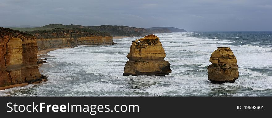 Stormy weather at the Twelve Apostle, Port Campbell National Park, in Victoria, Australia. Stormy weather at the Twelve Apostle, Port Campbell National Park, in Victoria, Australia.