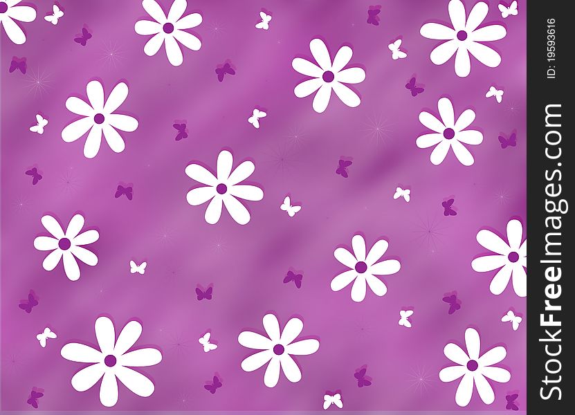 Violet wallpaper with white flowers. Violet wallpaper with white flowers