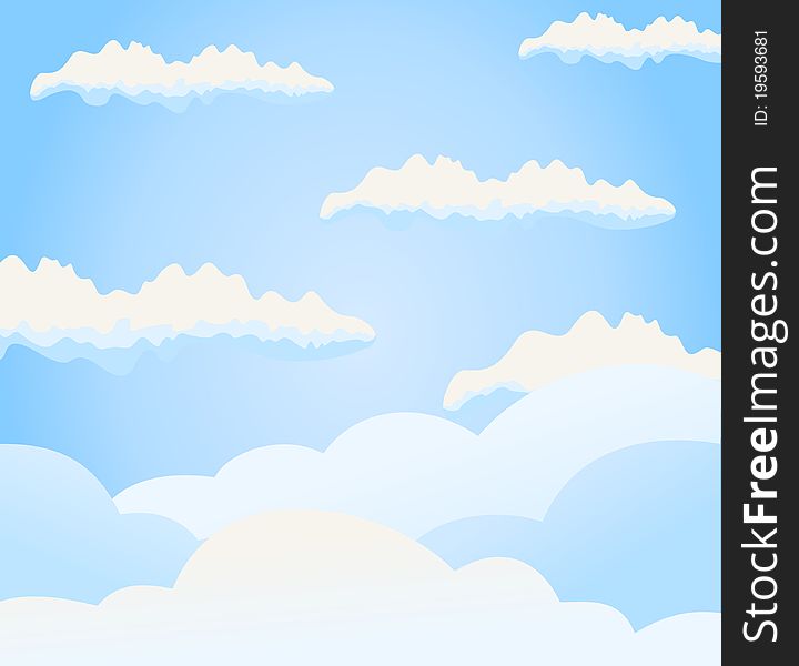 The blue sky and clouds on it. A  illustration