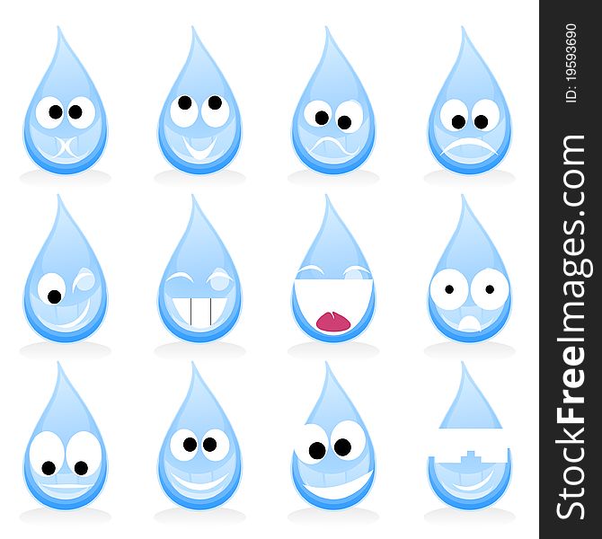 Blue drop of water and smile. A illustration. Blue drop of water and smile. A illustration