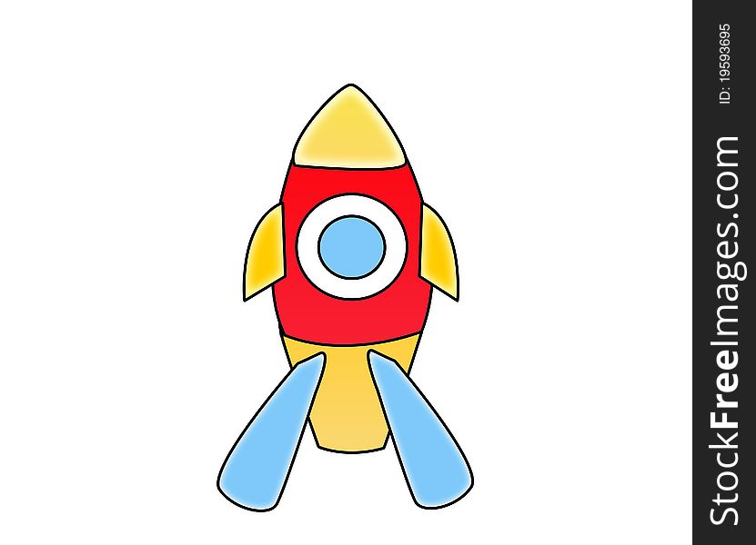 Cartoon rocket on a white background