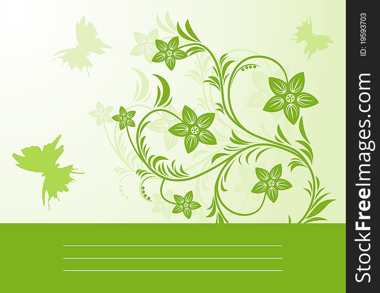 Flower on a green spring background. A  illustration. Flower on a green spring background. A  illustration