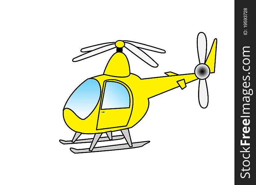 Yellow helicopter on a white background