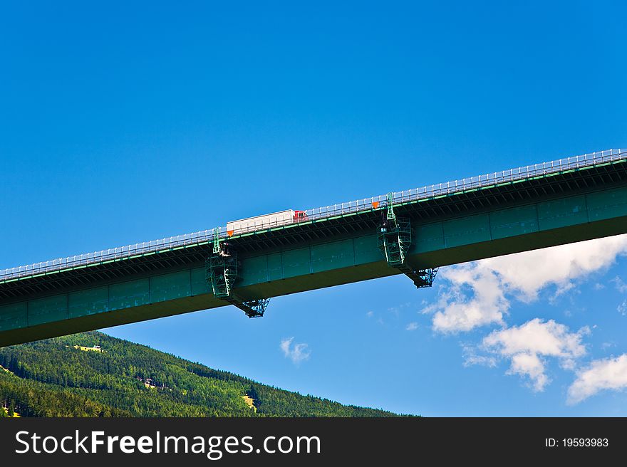 Europe Bridge at Brenner Highway with van