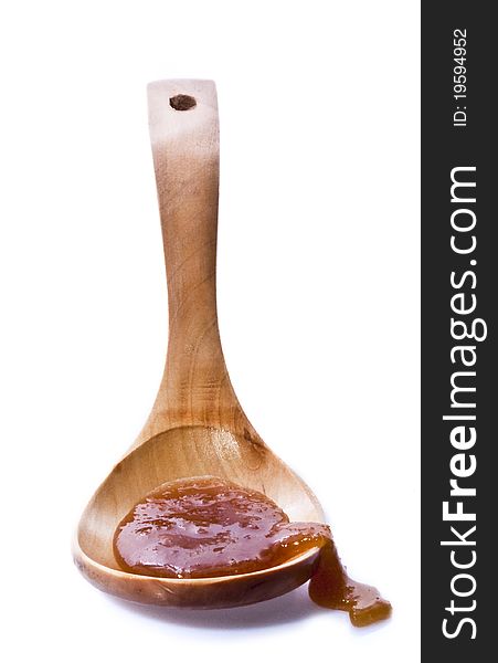 tablespoon honey on a white background