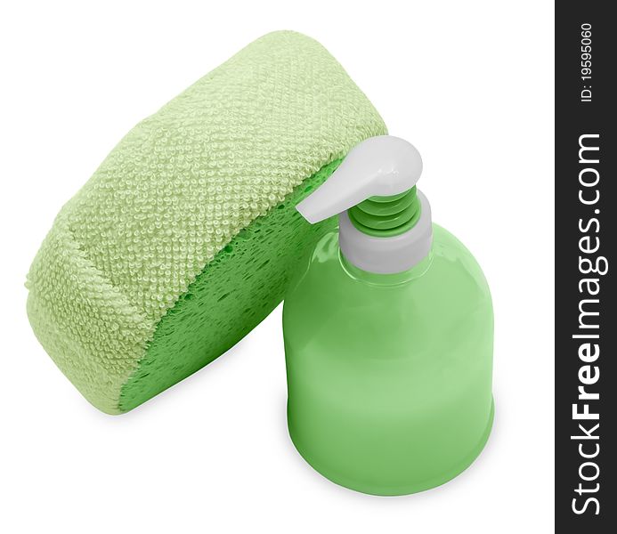 Plastic Bottle with green liquid soap