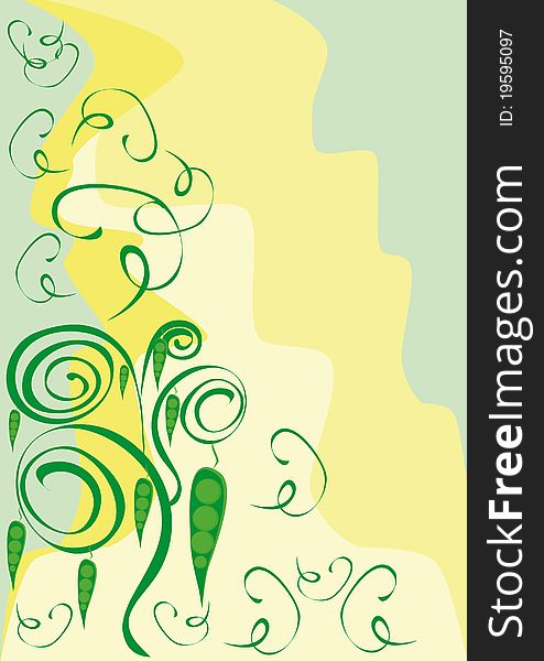 Abstract floral ornament  with green peas. Illustration. Abstract floral ornament  with green peas. Illustration.