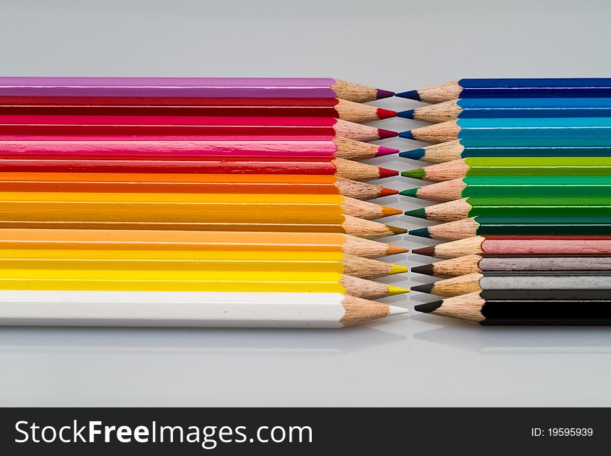 Line up of warm and cold color from pencil color. Line up of warm and cold color from pencil color