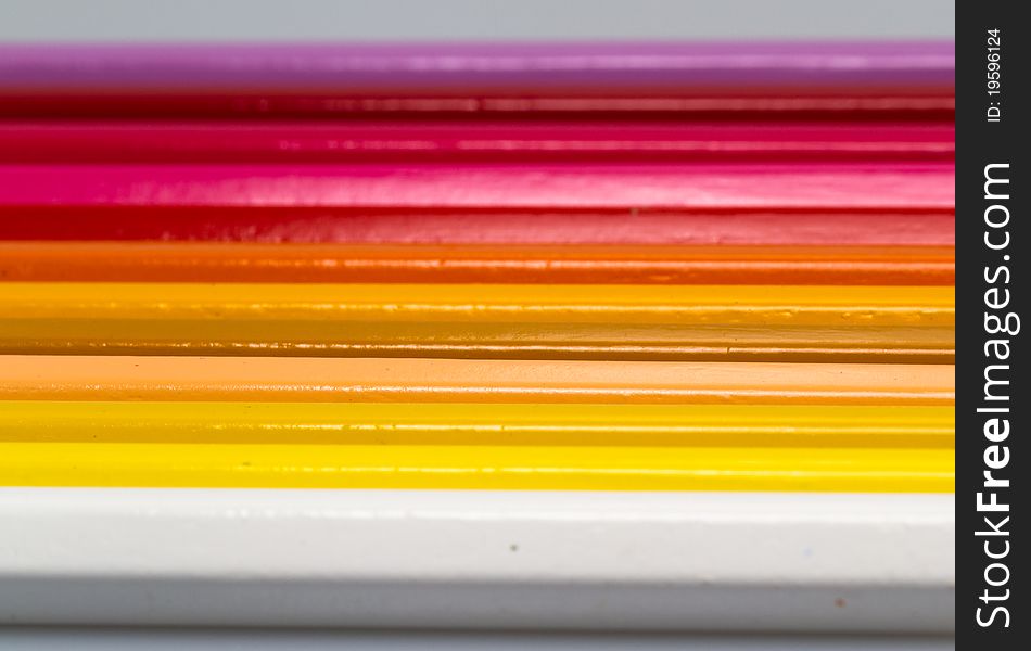 Line up of warm color from pencil color. Line up of warm color from pencil color