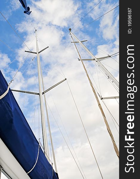 Masts of yachts against the sky