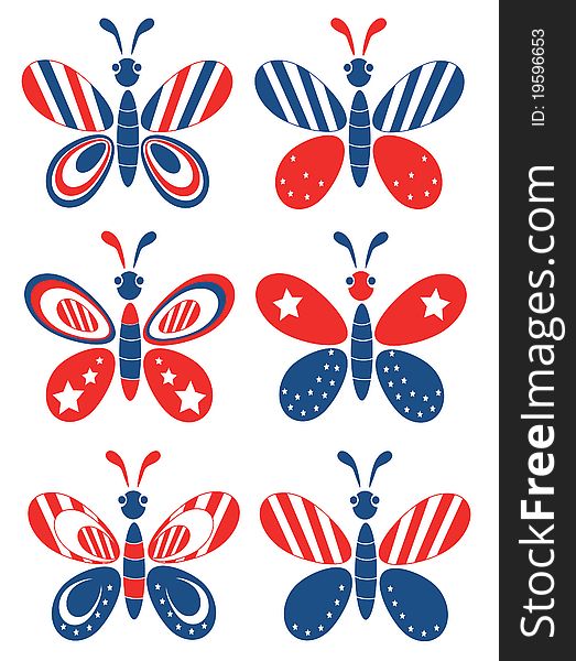 Independence day ,set of the butterflies. Independence day ,set of the butterflies