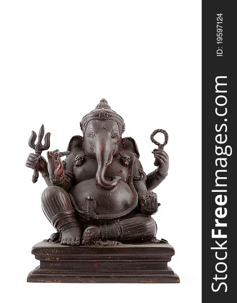 Elephant-headed god statue in white background