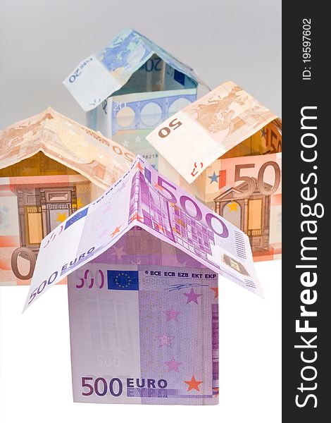 Expensive houses from euro banknotes