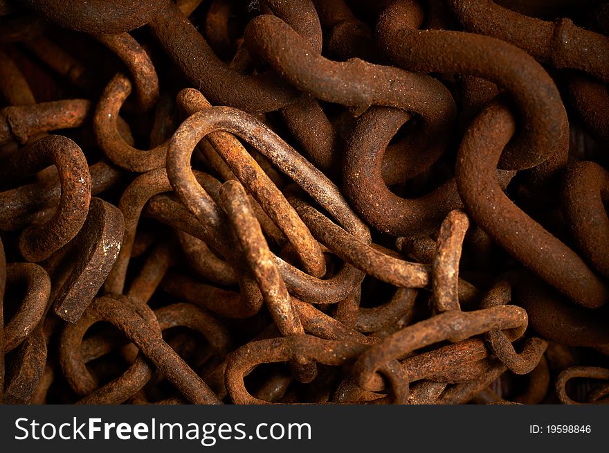Rusty chains texture close up