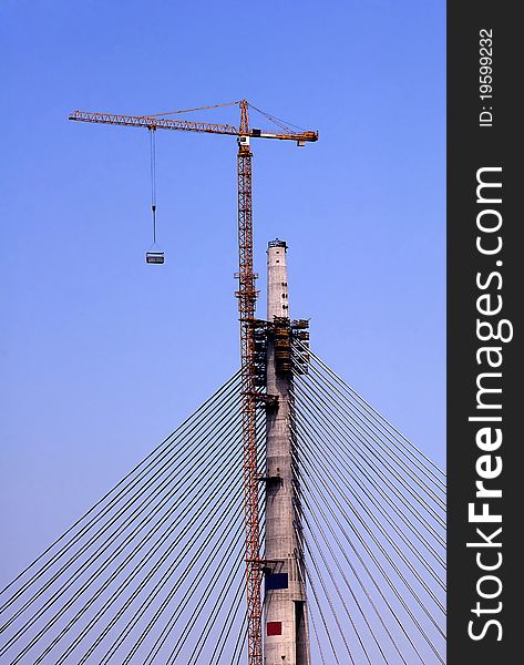 Belgrade pylon opposite blue sky