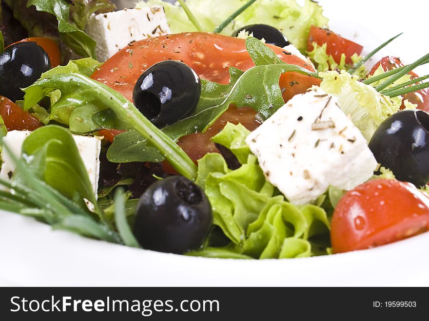 Closeup of freshly made vegetable salad