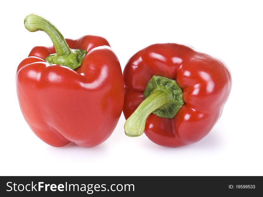 Red peppers isolated on white background