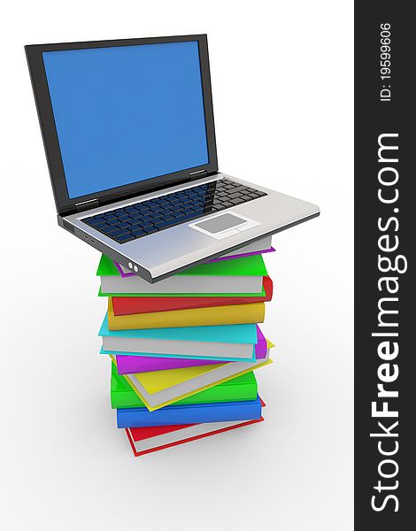 Laptop On Stack Of Books