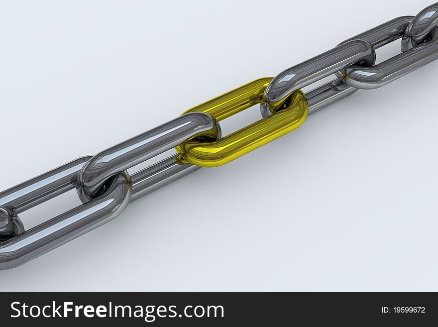 Chrome Chain With One Yellow Link