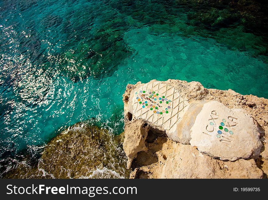 Jumping point on the rock over sea