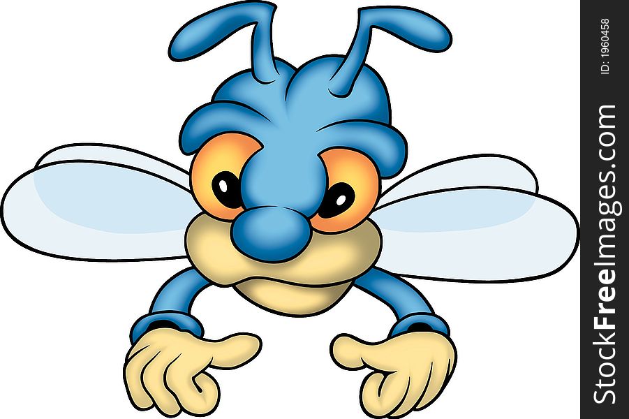 Little Bee 06 - High detailed and coloured illustration - Blue bee