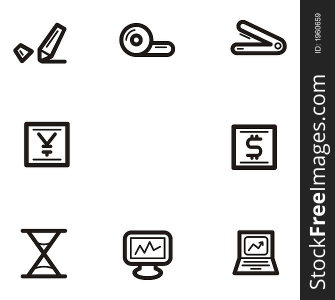 A set of eight business related icons. A set of eight business related icons.