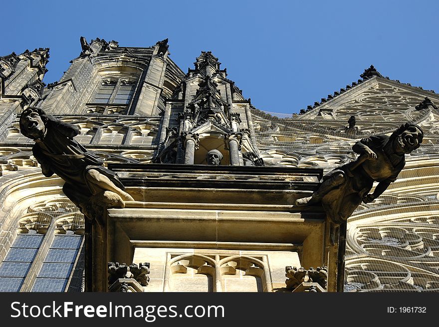 St. Vitus cathedral front view.,Prague, Czech Republic