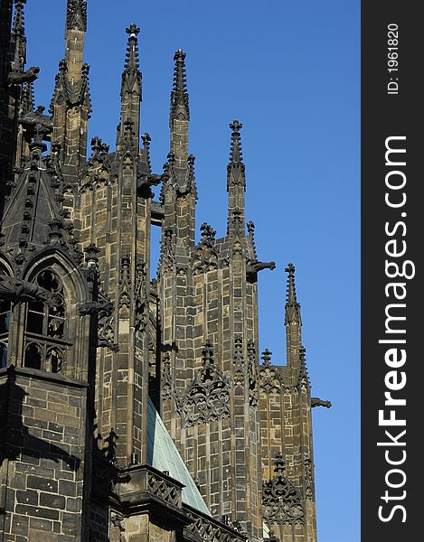 St. Vitus cathedral details.Prague, Czech Republic