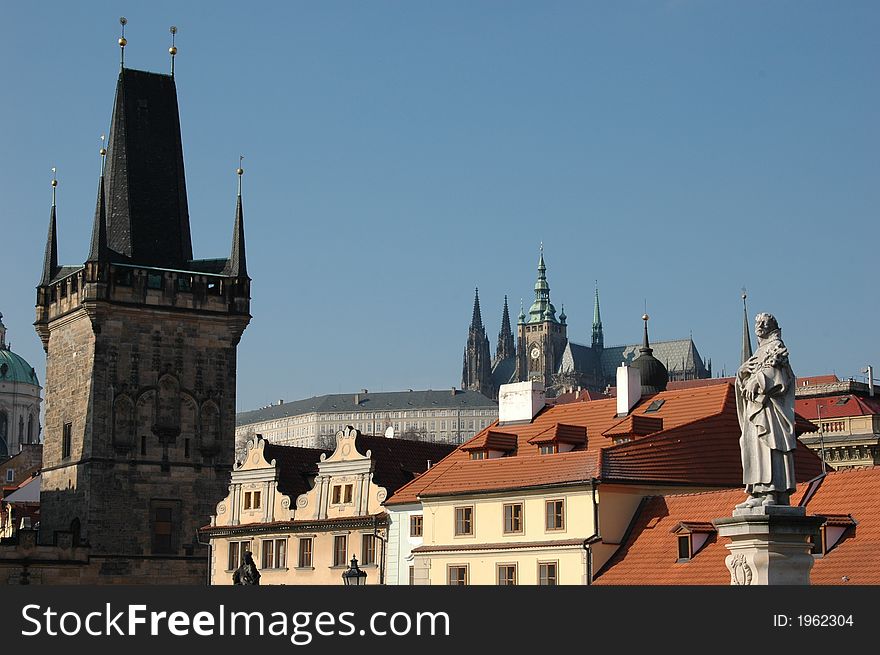 Cathedral of St Vitas from Charles bridge.Prague, Czech Republic