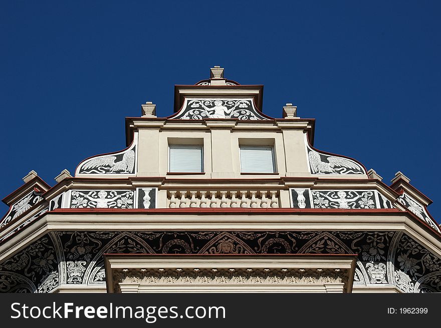 Historical building with paintings.Prague, Czech Republic