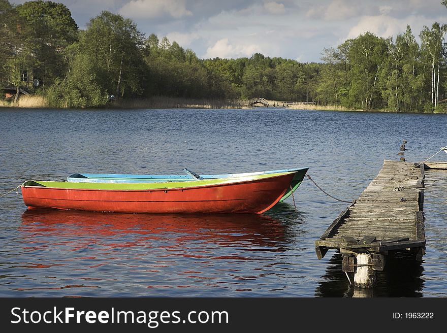 Boat in the lake. Picture taken in Trakai / Lithuania.