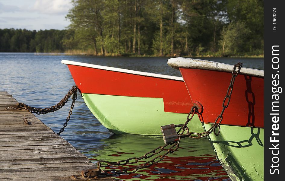 Boats in the lake. Picture taken in Trakai / Lithuania. Boats in the lake. Picture taken in Trakai / Lithuania.