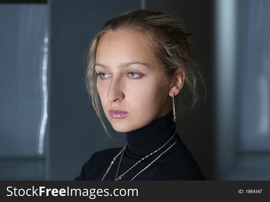 Young attractive beautiful lady on strange background. Young attractive beautiful lady on strange background